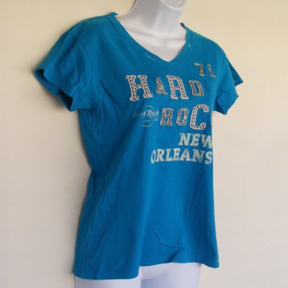 HARD ROCK CAFE New Orleans Tshirt, Ladies M, Bright Blue, SS - Picture 3 of 8